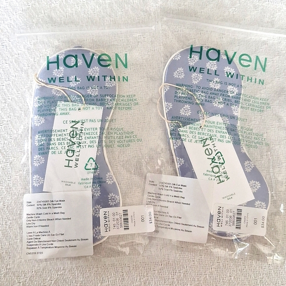 💤 Haven Well Within - Washable Silk Foulard Eye Mask. Talbots - Picture 4 of 5